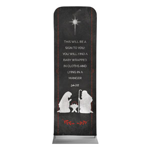 White Chalk Christmas Nativity 2' x 6' Sleeve Banner