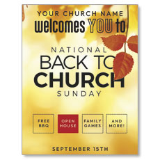 Back to Church Welcomes You Orange Leaves 