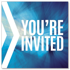 Chevron Blue You're Invited 2.5" x 2.5" Small Square