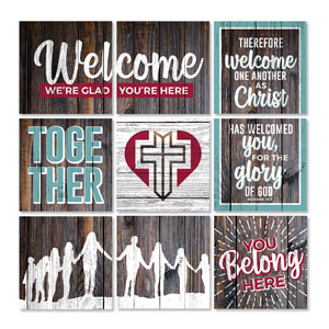 Mod Dark Wood Welcome Set 23" x 23" Rigid Wall Art