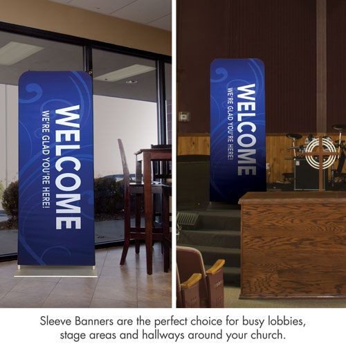Banners, Chevron Welcome Blue Products, Chevron Welcome Blue Directional, 2'7 x 6'7 3