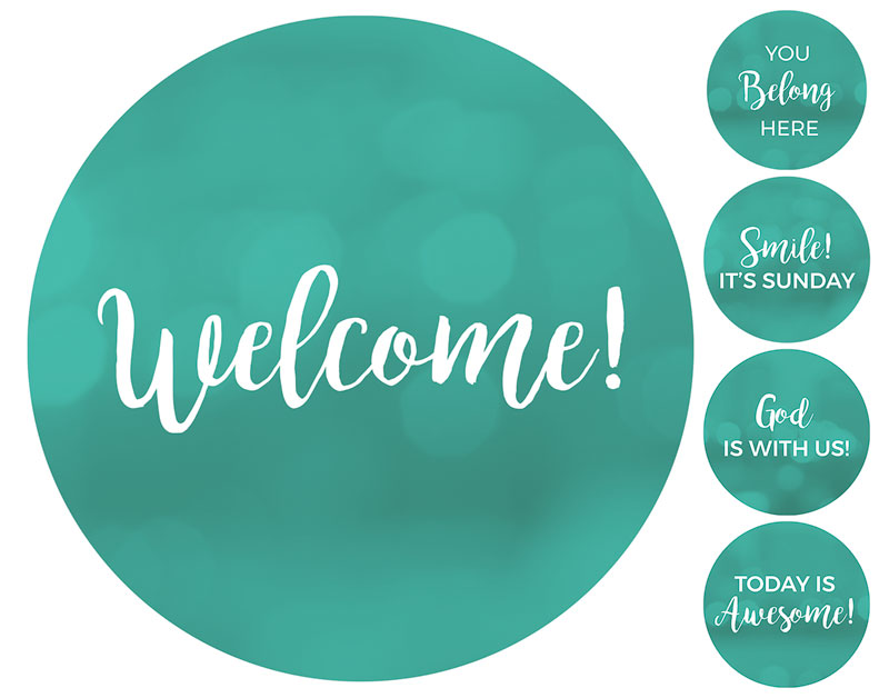 Handheld Signs, Welcome, Turquoise Welcome Set Hand Held, 21 Circle