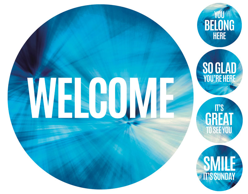 Handheld Signs, Chevron Welcome Blue Products, Chevron Blue Greeter Set, 21 Circle