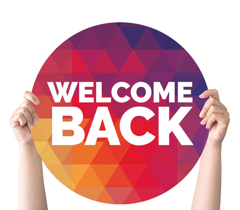 Handheld Signs, Geometric Bold Products, Geometric Bold Welcome Back, 21 Circle