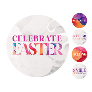 Celebrate Easter Colors Greeter Set Circle Handheld Signs