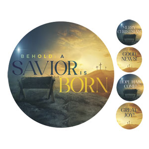 Behold A Savior Is Born Set Circle Handheld Signs