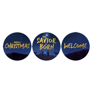 Savior is Born Star Set Circle Handheld Signs