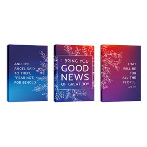Glow Christmas Triptych 24in x 36in Canvas Prints