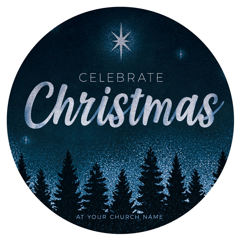InviteCards, Christmas, Christmas Forest Silhouette, 4 Circle