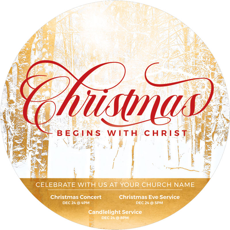 InviteCards, Christmas, Begins with Christ Trees, 4 Circle