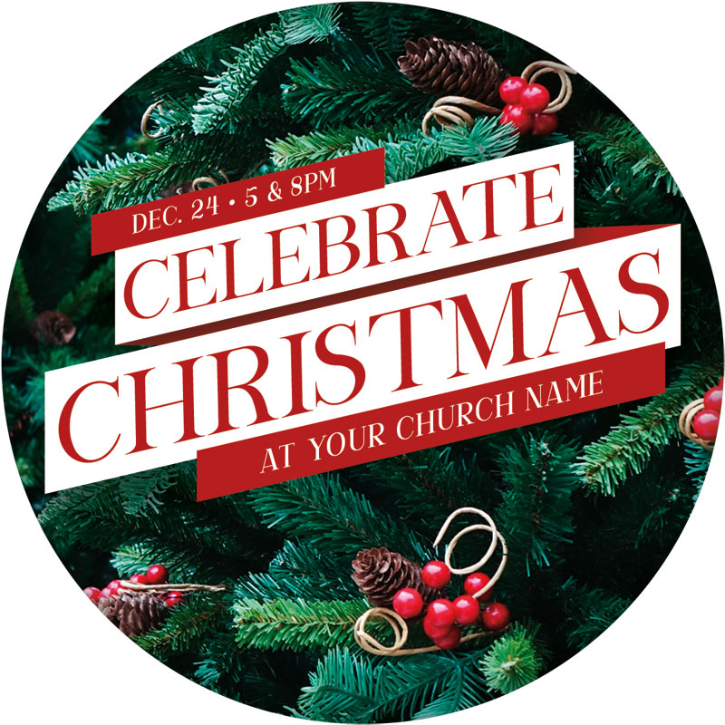 InviteCards, Christmas, Celebrate Christmas Pine, 4 Circle