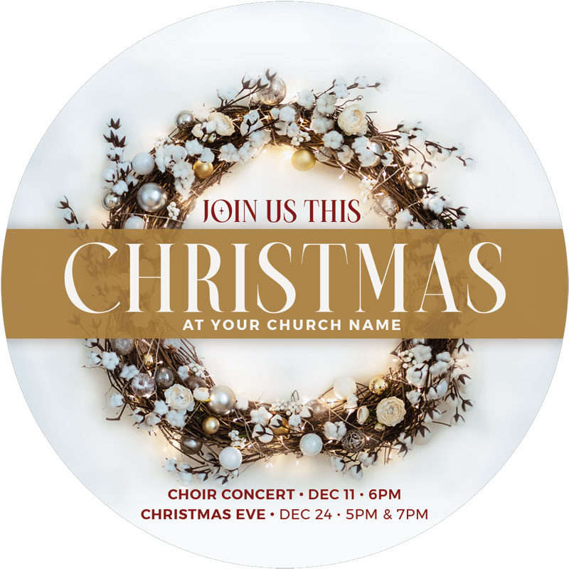 InviteCards, Christmas, Christmas Wreath Lights, 4 Circle