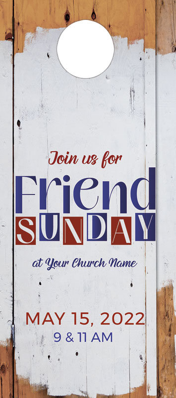 Door Hangers, Ministry, Friend Sunday Join Us, Standard size 3.625 x 8.5, with 3 per 8.5 x 11 sheet