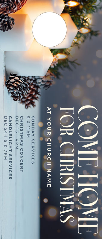Door Hangers, Christmas, Come Home for Christmas, Standard size 3.625 x 8.5, with 3 per 8.5 x 11 sheet