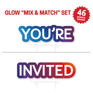 Glow Messages You're Invited Pair Die Cut Yard Sign