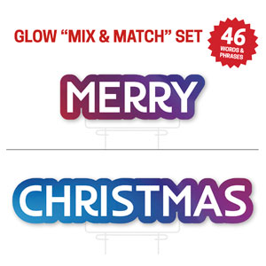 Glow Messages Merry Christmas Pair Die Cut Yard Sign