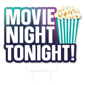 Movie Night Tonight Popcorn Die Cut Yard Sign