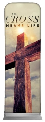 Banners, Easter, Cross Means Life, 2' x 6'
