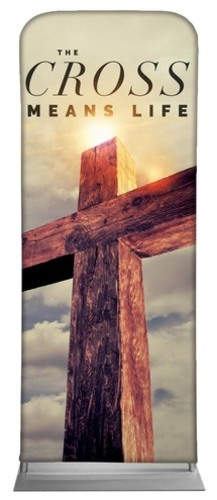 Banners, Easter, Cross Means Life, 2'7 x 6'7