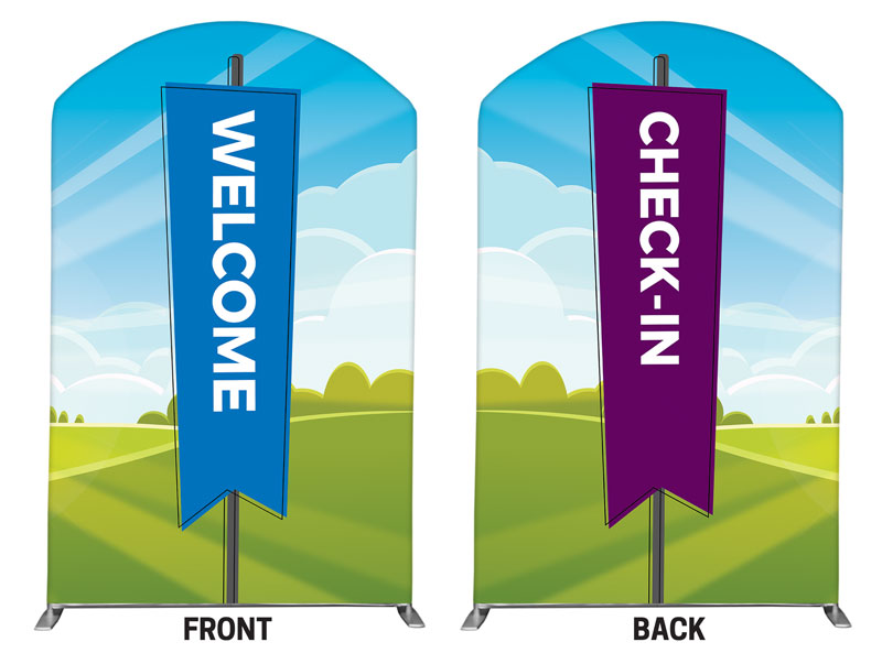 Banners, Welcome, Bright Meadow Welcome, 5' x 8' Curved Top