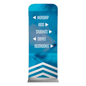 Chevron Welcome Blue Directional 2'7" x 6'7" Sleeve Banners