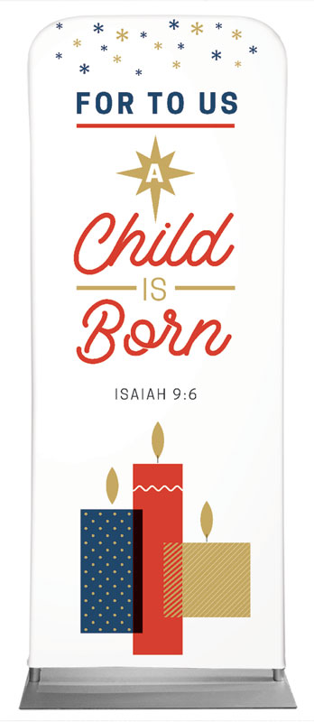 Banners, Christmas, Stamped Christmas Child Born, 2'7 x 6'7