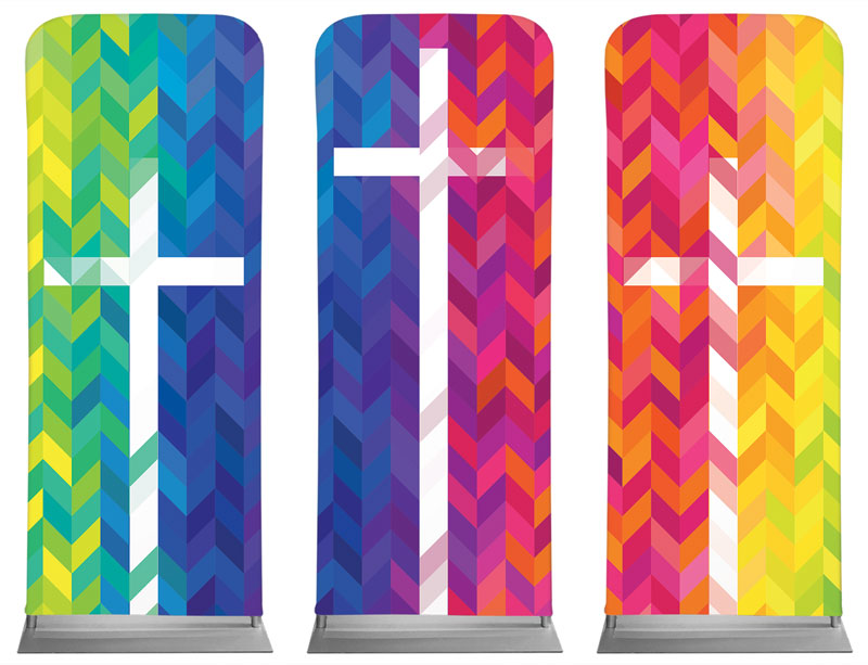 Banners, Easter, Bright Chevron Crosses, 2'7 x 6'7