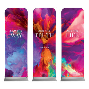 Easter Color Smoke Triptych 2' x 6' Sleeve Banner
