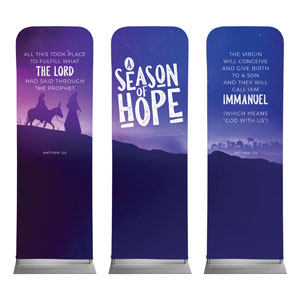 A Season Of Hope Purple Triptych 2' x 6' Sleeve Banner