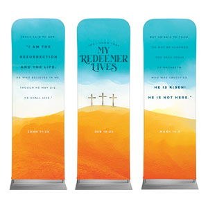 Resurrection Sunday Crosses Triptych 2' x 6' Sleeve Banner