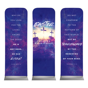 Easter Changes Everything Crosses Triptych 2' x 6' Sleeve Banner