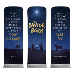 Savior is Born Star Triptych 2' x 6' Sleeve Banner