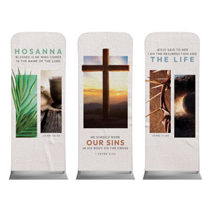 Easter Season Images Triptych 2'7" x 6'7" Sleeve Banners