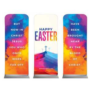 Colorful Easter Crosses Triptych 2'7" x 6'7" Sleeve Banners