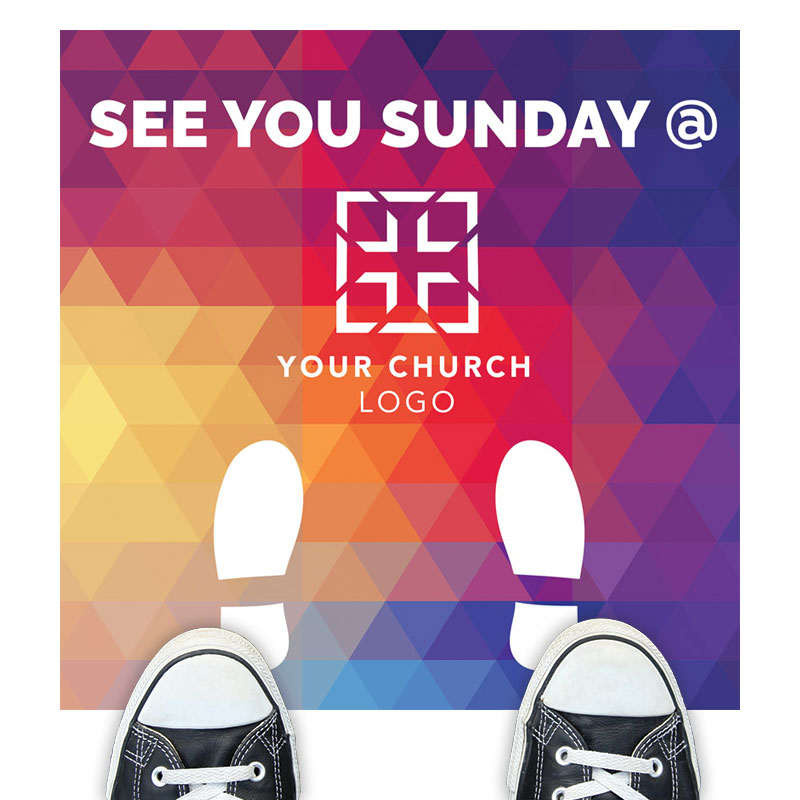 Floor Stickers, Easter, Geometric Bold See You Sunday, 17 x 17