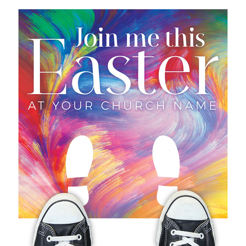 Floor Stickers, Easter, No Greater Love Easter Feet, 17 x 17