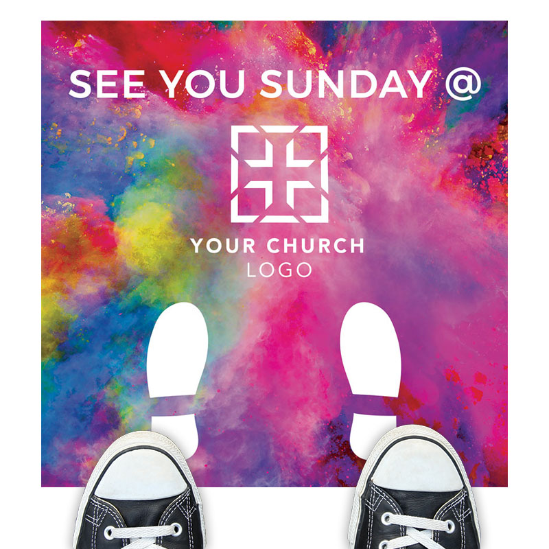 Floor Stickers, Easter, Back To Church Easter See You Sunday, 17 x 17