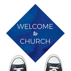 Blue Abstract Welcome To Church Floor Stickers