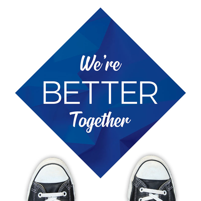 Floor Stickers, Welcome, Blue Abstract Better Together, 17 x 17