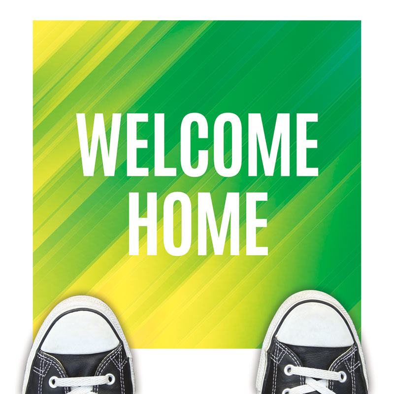 Floor Stickers, Welcome Back, Welcome Home Green, 12 x 18