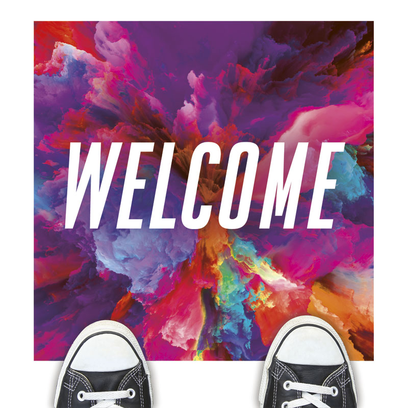 Floor Stickers, Welcome, Color Smoke Welcome, 12 x 18