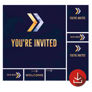 Invited Gold Purple Chevron Church Graphic Bundles