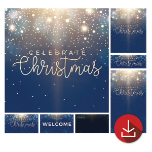 Blue Sparkles Christmas Church Graphic Bundles