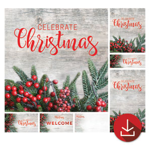 Christmas Branches and Berries Church Graphic Bundles