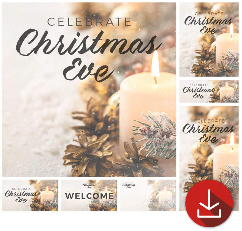 Church Graphic Bundles, Christmas, Christmas Eve Snowy Candle