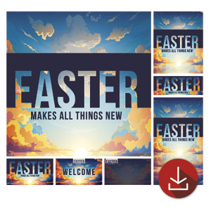 Easter Colorful Clouds Church Graphic Bundles