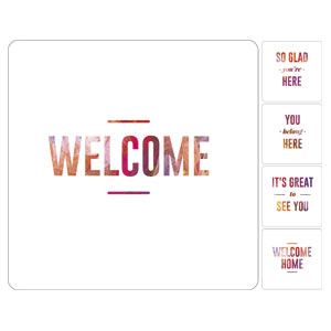 White and Bright Welcome Set Hand Held Square Handheld Signs