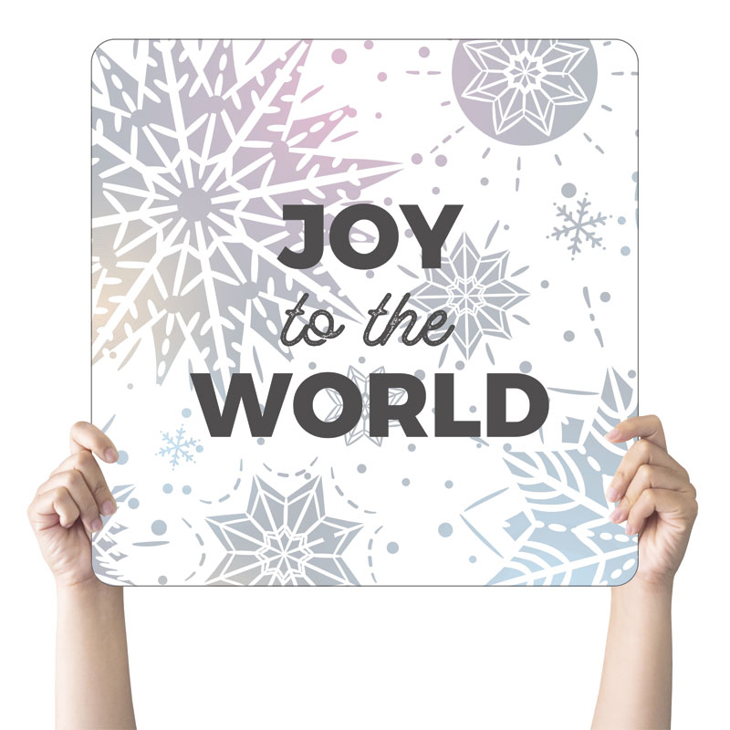 Handheld Signs, Christmas, Foil Snowflake White Joy, 21 Square