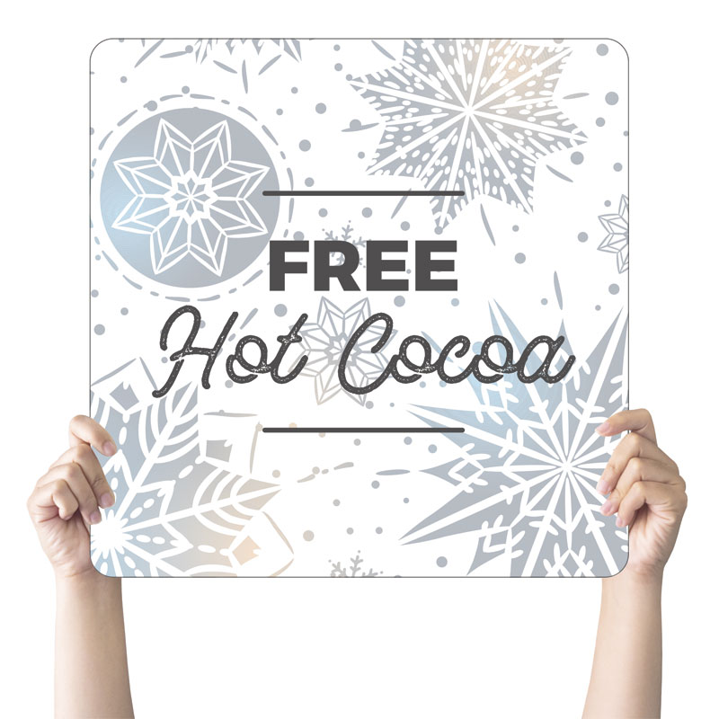 Handheld Signs, Winter - General, Foil Snowflake White Cocoa, 21 Square