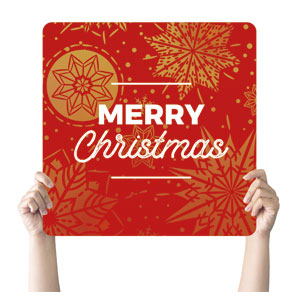 Foil Snowflake Red Christmas Square Handheld Signs